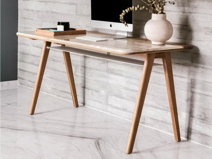 DRAFT DESK KUNIS BRESCIA - Rectangular desk in wood and marble _ Maami Home